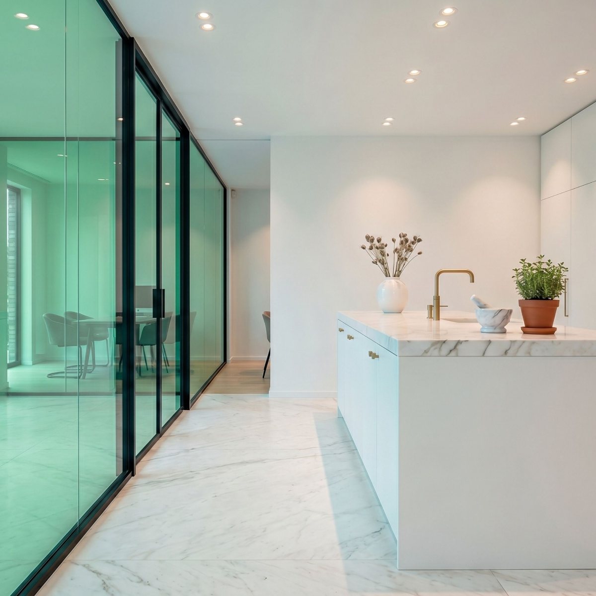 NebelDock Farbglas Wald 2 (ODF-FT-GRB): Mintgrün, transparent.